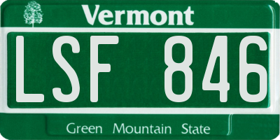 VT license plate LSF846