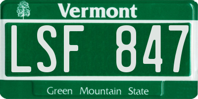VT license plate LSF847