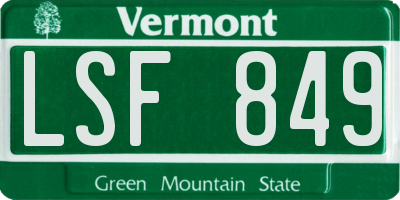 VT license plate LSF849