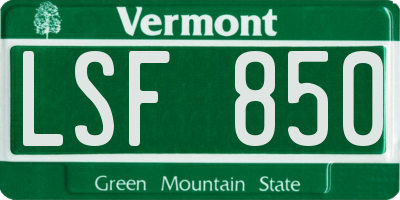 VT license plate LSF850