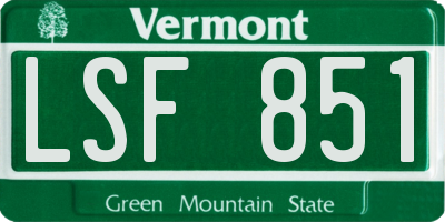 VT license plate LSF851