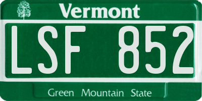 VT license plate LSF852