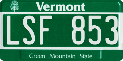 VT license plate LSF853