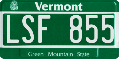 VT license plate LSF855