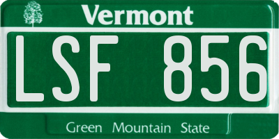 VT license plate LSF856