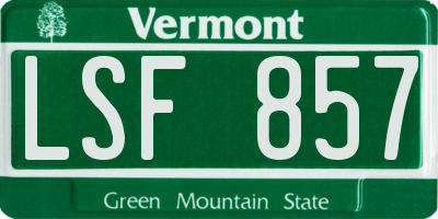 VT license plate LSF857