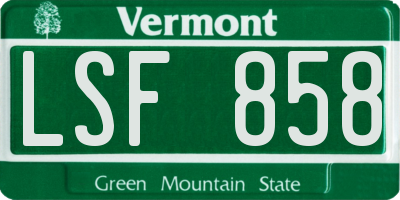 VT license plate LSF858