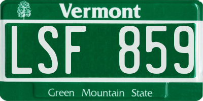 VT license plate LSF859