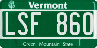 VT license plate LSF860