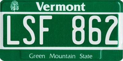 VT license plate LSF862