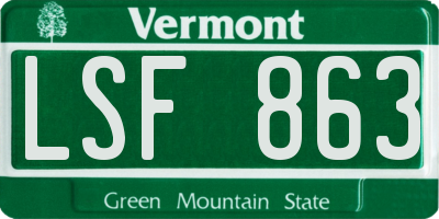 VT license plate LSF863