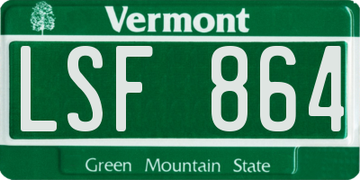 VT license plate LSF864