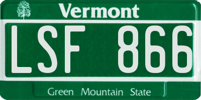 VT license plate LSF866