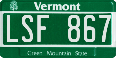 VT license plate LSF867