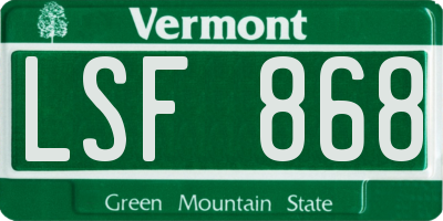 VT license plate LSF868