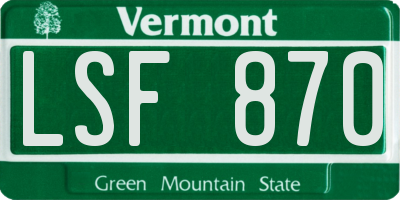 VT license plate LSF870