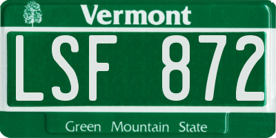 VT license plate LSF872