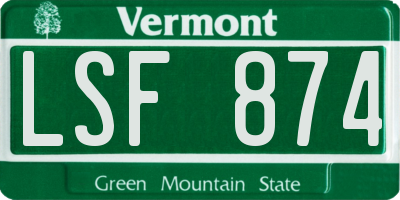 VT license plate LSF874