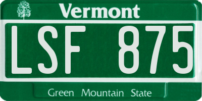 VT license plate LSF875
