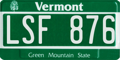 VT license plate LSF876