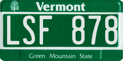 VT license plate LSF878