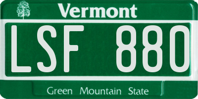 VT license plate LSF880