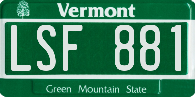 VT license plate LSF881