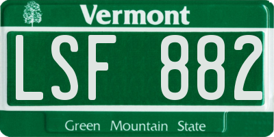 VT license plate LSF882