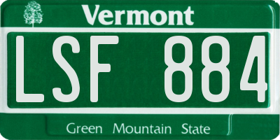 VT license plate LSF884