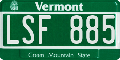 VT license plate LSF885