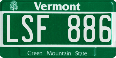 VT license plate LSF886