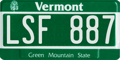 VT license plate LSF887