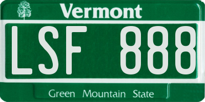 VT license plate LSF888