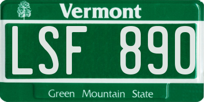 VT license plate LSF890
