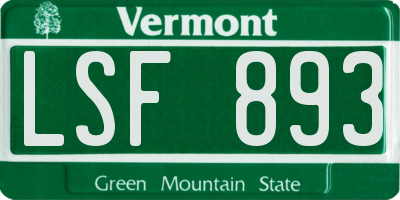 VT license plate LSF893