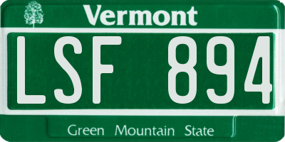 VT license plate LSF894