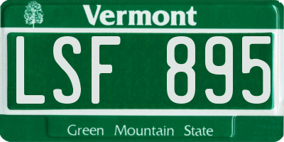 VT license plate LSF895