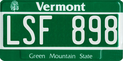 VT license plate LSF898