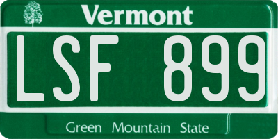VT license plate LSF899