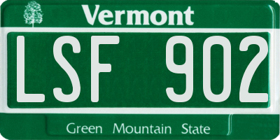 VT license plate LSF902