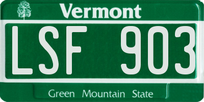 VT license plate LSF903