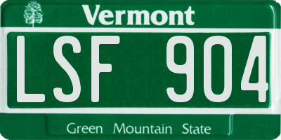 VT license plate LSF904
