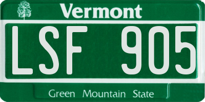 VT license plate LSF905