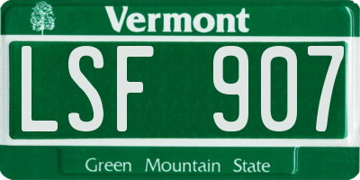 VT license plate LSF907