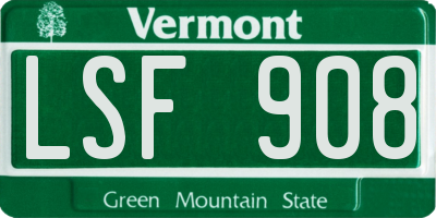 VT license plate LSF908