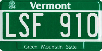 VT license plate LSF910
