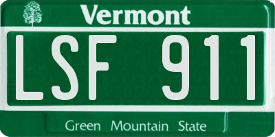VT license plate LSF911