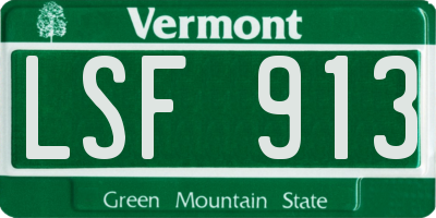 VT license plate LSF913