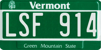 VT license plate LSF914