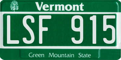 VT license plate LSF915
